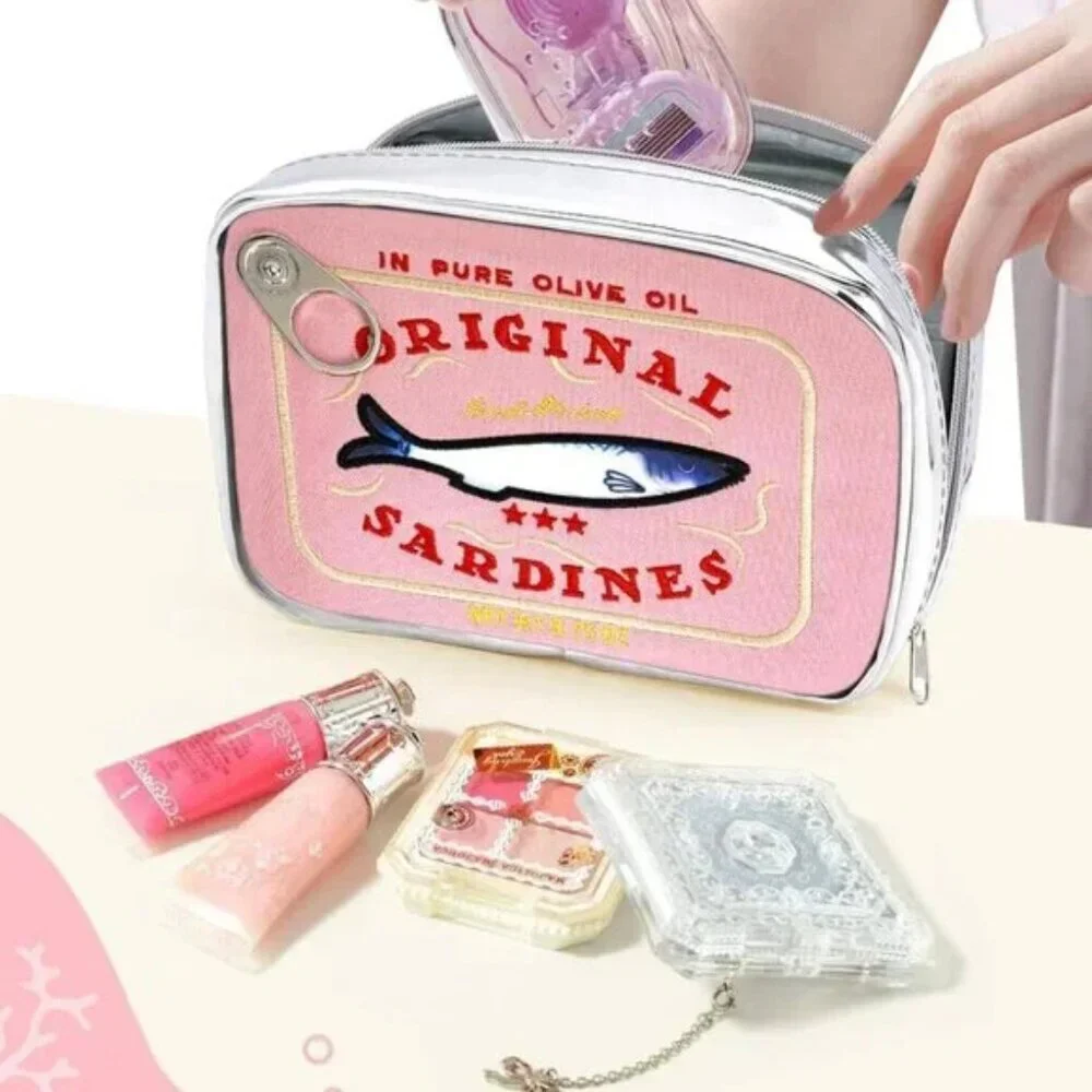 Viral‎ Pink “Can of Sardines” Cosmetic Bag BRAND-NEW & SO CUTE!